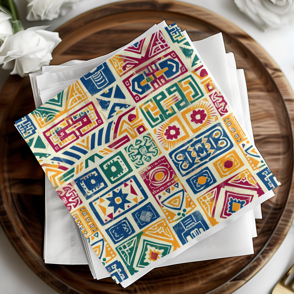 Vibrant Geometric Patterned Napkins for Dining Table