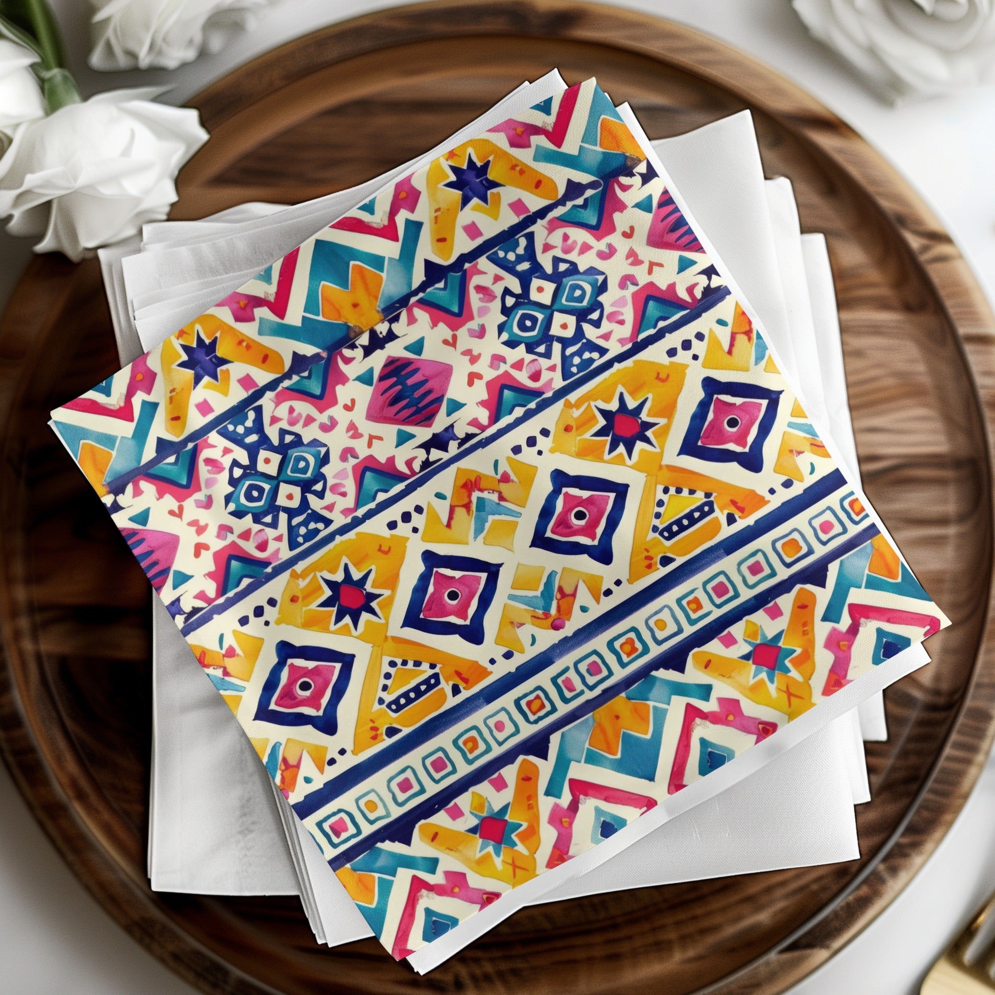 Colorful Geometric Patterned Decorative Napkin Set