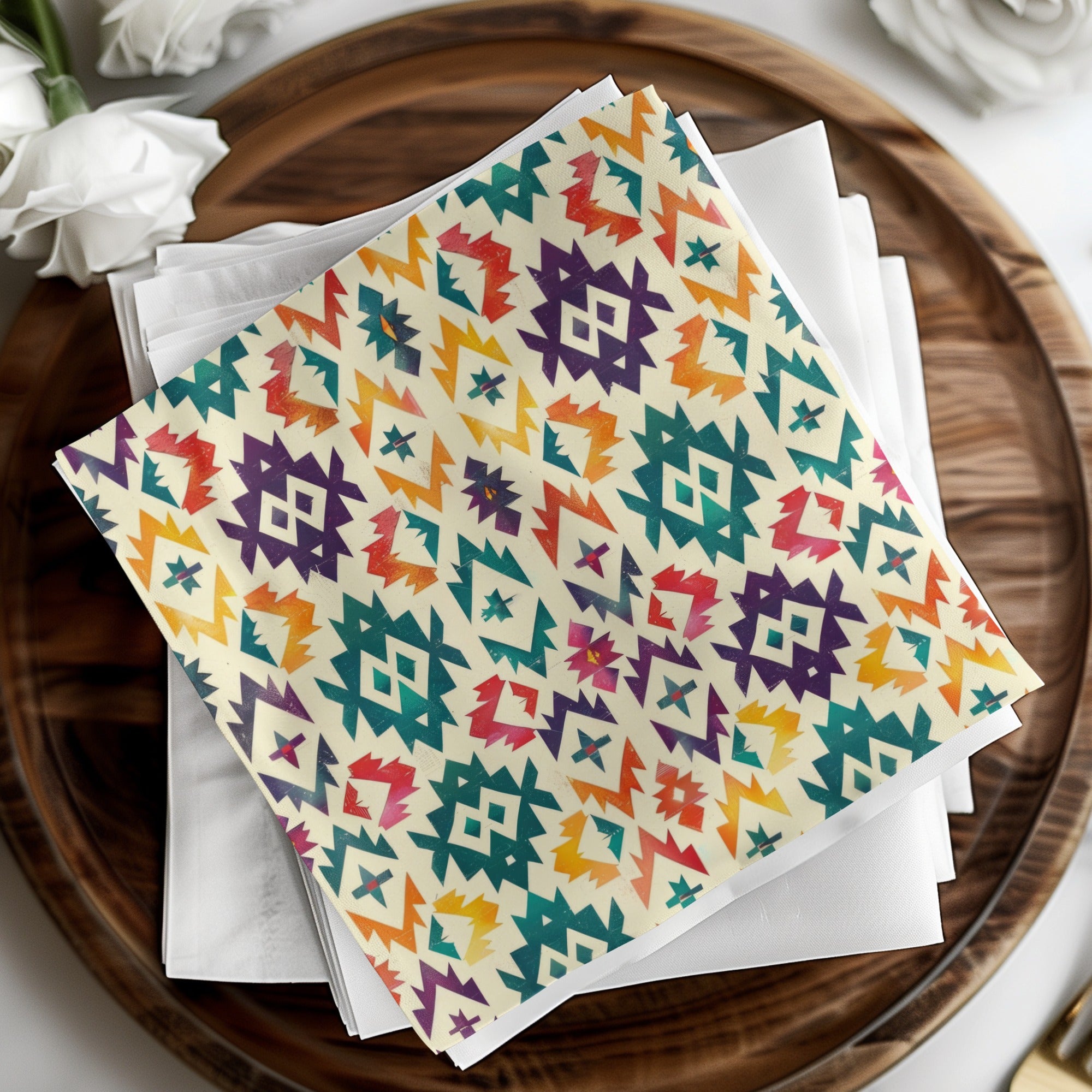 Colorful Geometric Pattern Napkin for Stylish Dining