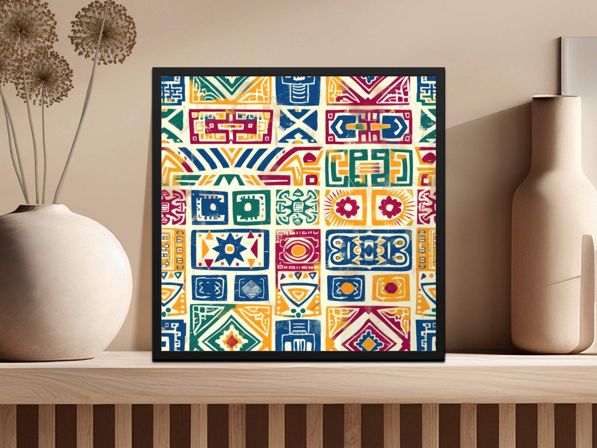 Vibrant Tribal Pattern Wall Art Print for Home Decor