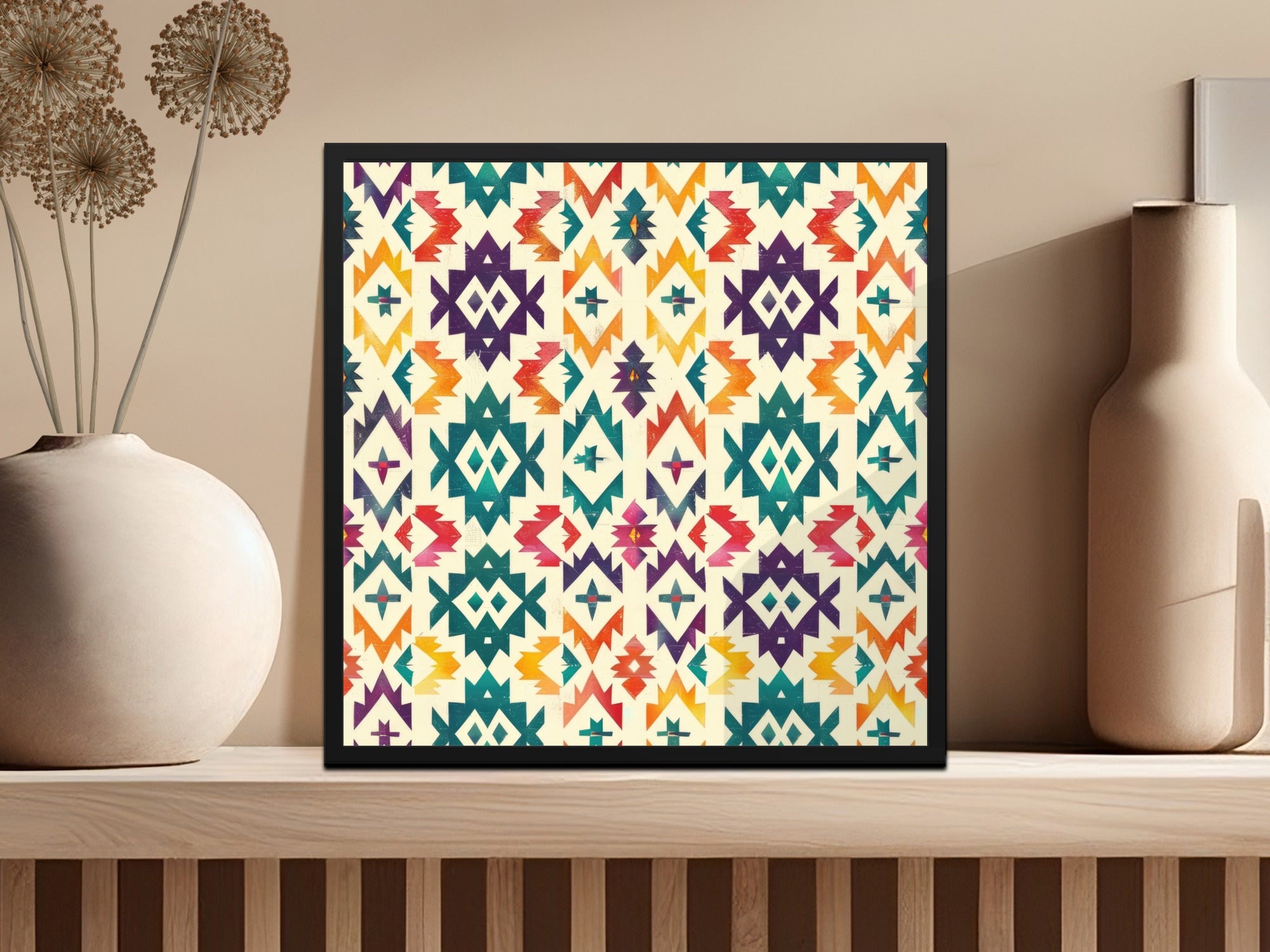 Colorful Geometric Pattern Wall Art for Home Decor