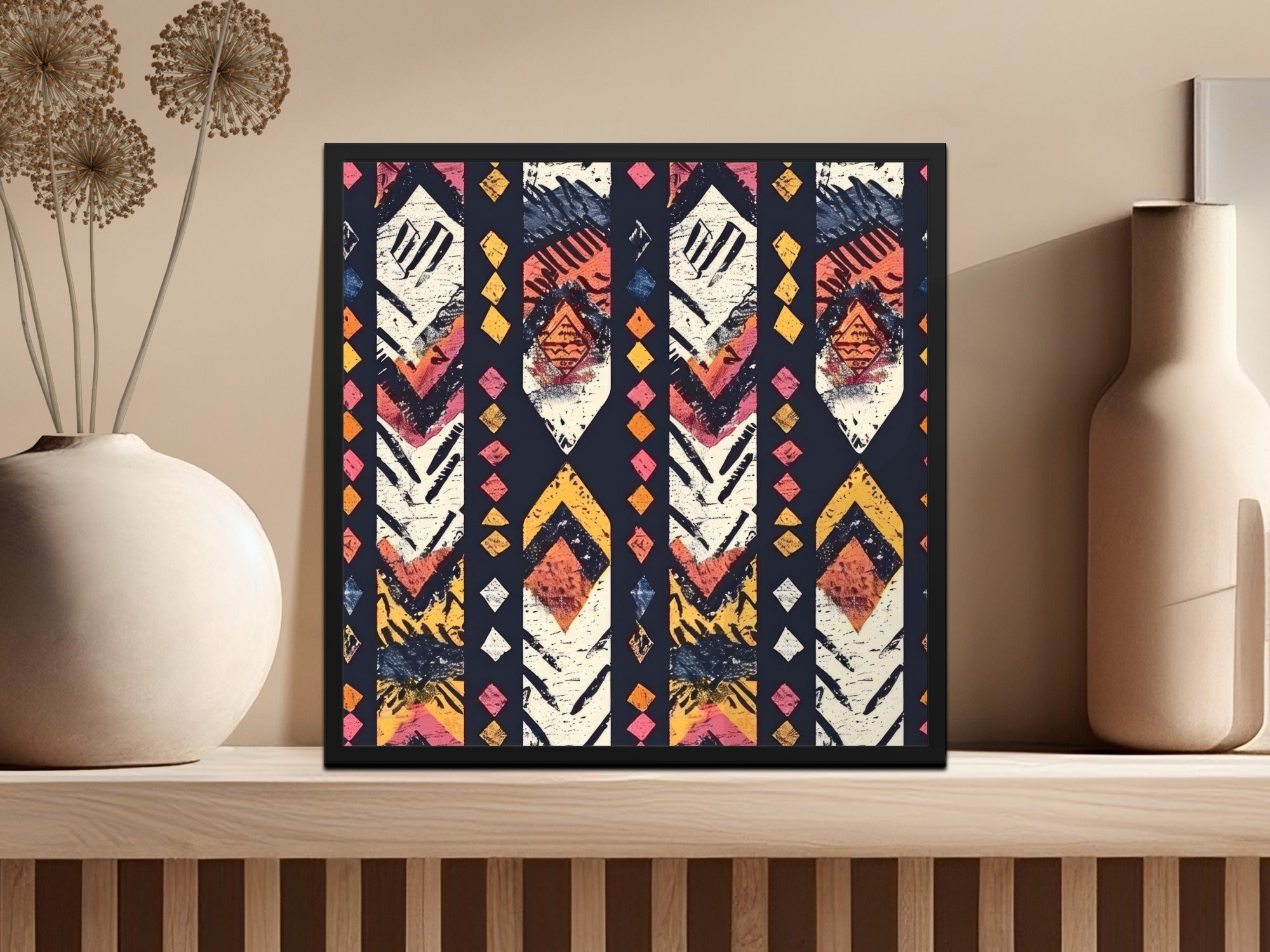 Vibrant Abstract Geometric Pattern Art Print Decor