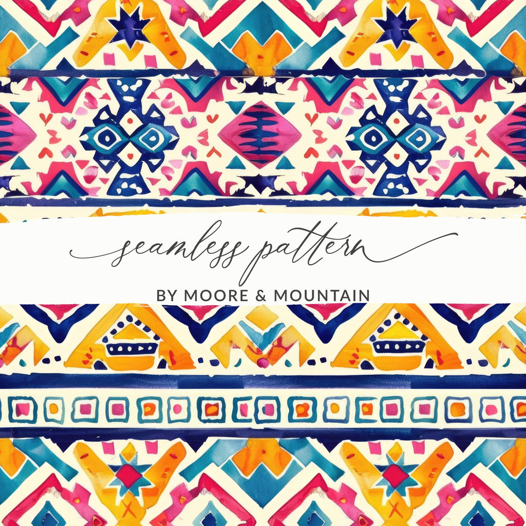 Colorful Bohemian Seamless Pattern by Moore & Mountain