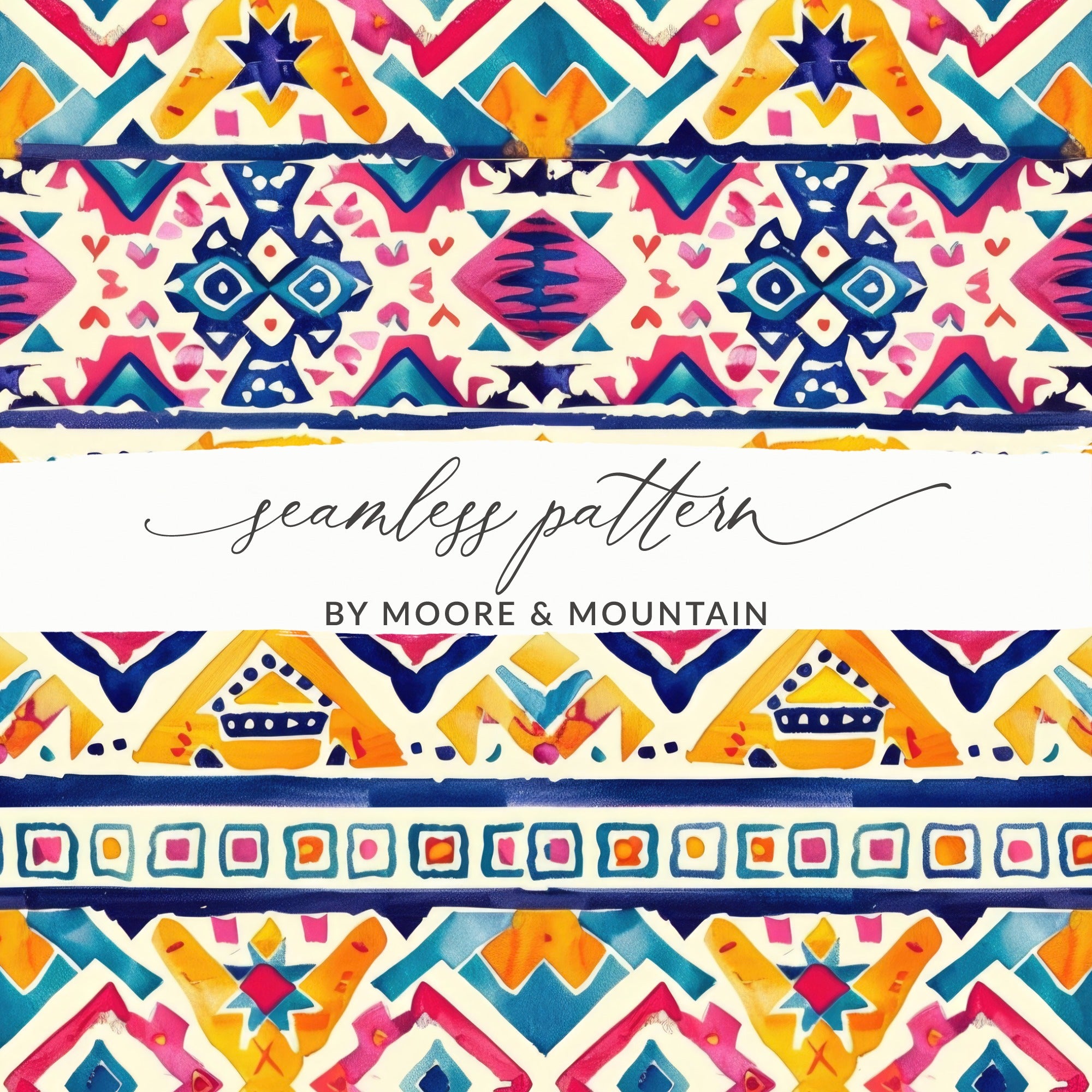 Colorful Bohemian Seamless Pattern by Moore & Mountain