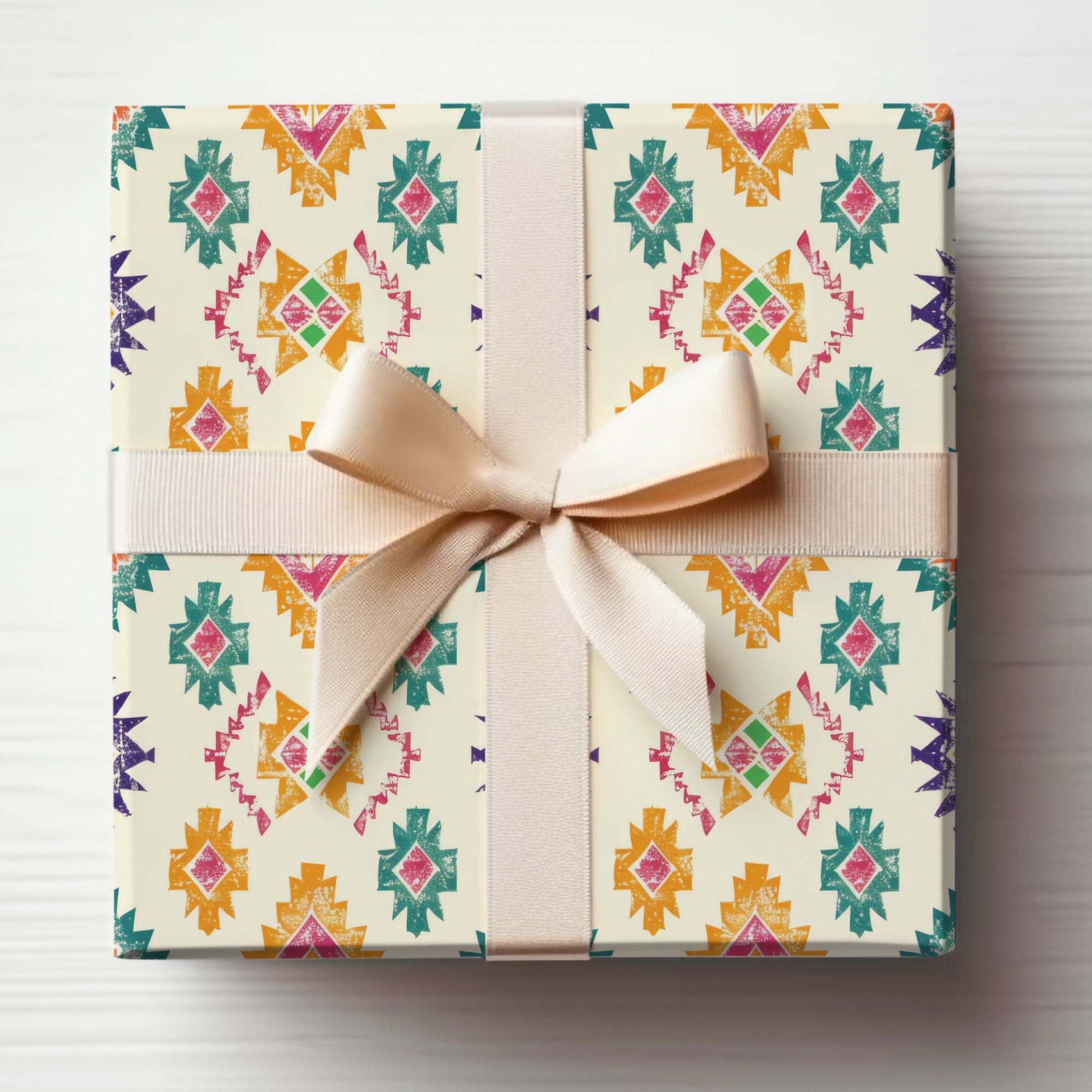 Festive Geometric Patterned Gift Wrap Sheet