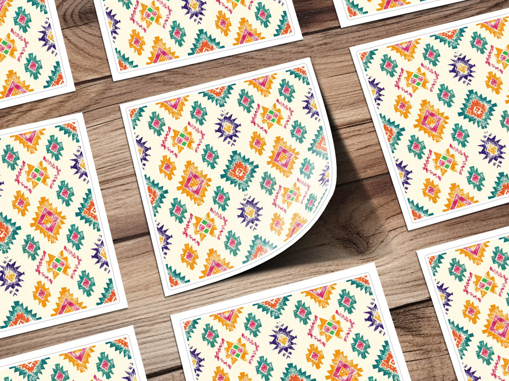 Vibrant Aztec Tribal Pattern Design on Sticker Sheets
