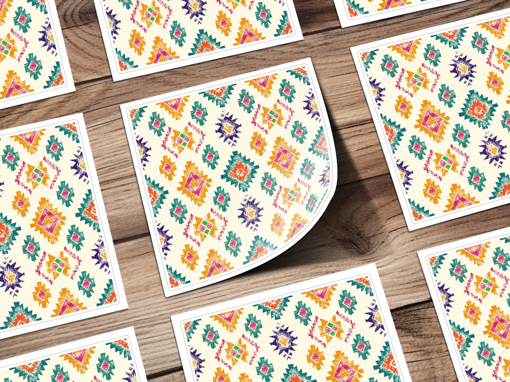 Vibrant Aztec Tribal Pattern Design on Sticker Sheets