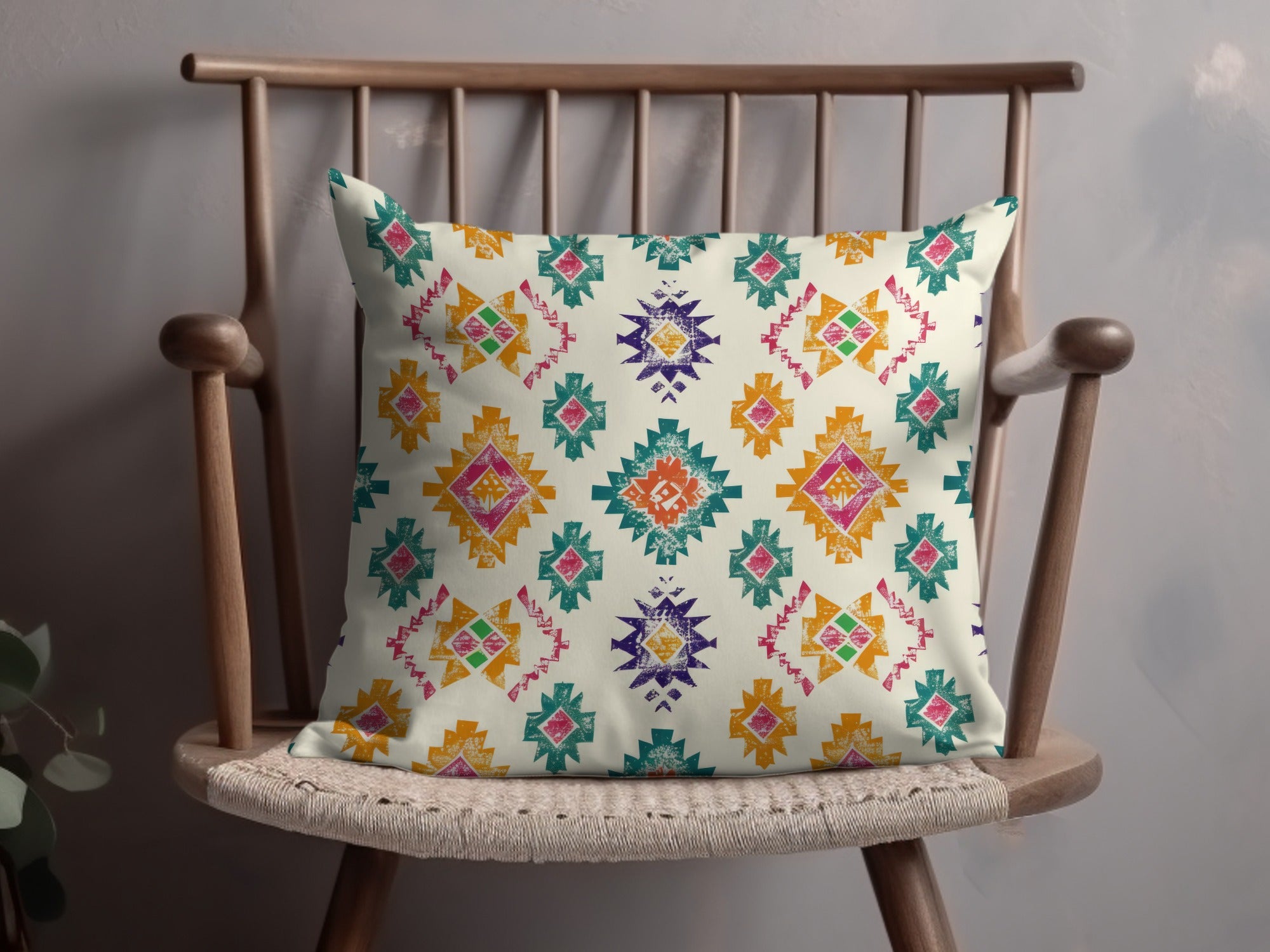 Bright Geometric Pattern Throw Pillow for Home Decor
