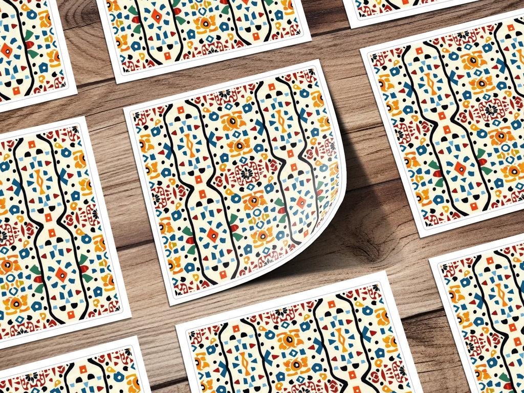 Abstract Geometric Pattern Vibrant Sticker Set