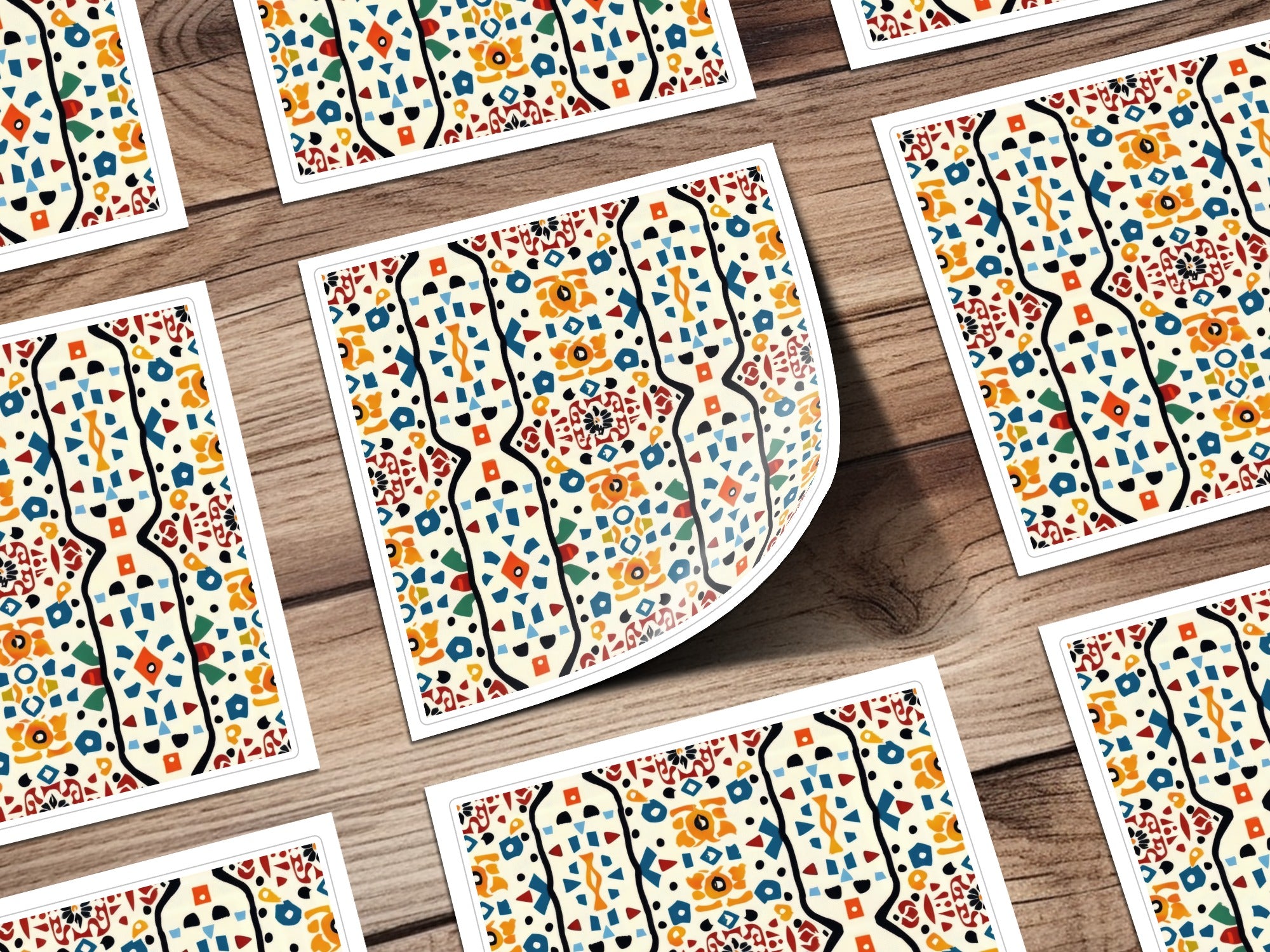 Abstract Geometric Pattern Vibrant Sticker Set