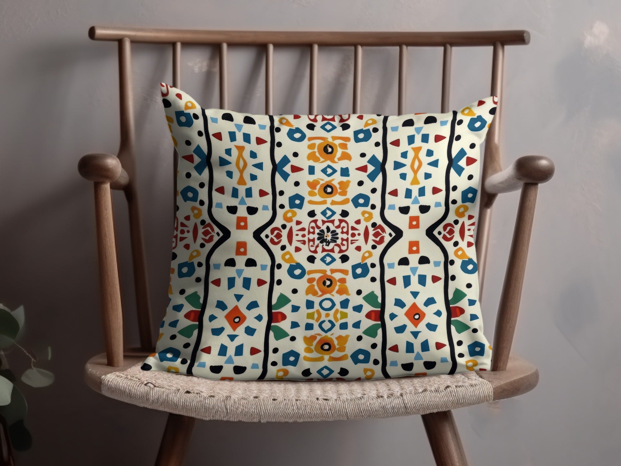 Colorful Geometric Patterned Cushion Cover for Home Decor