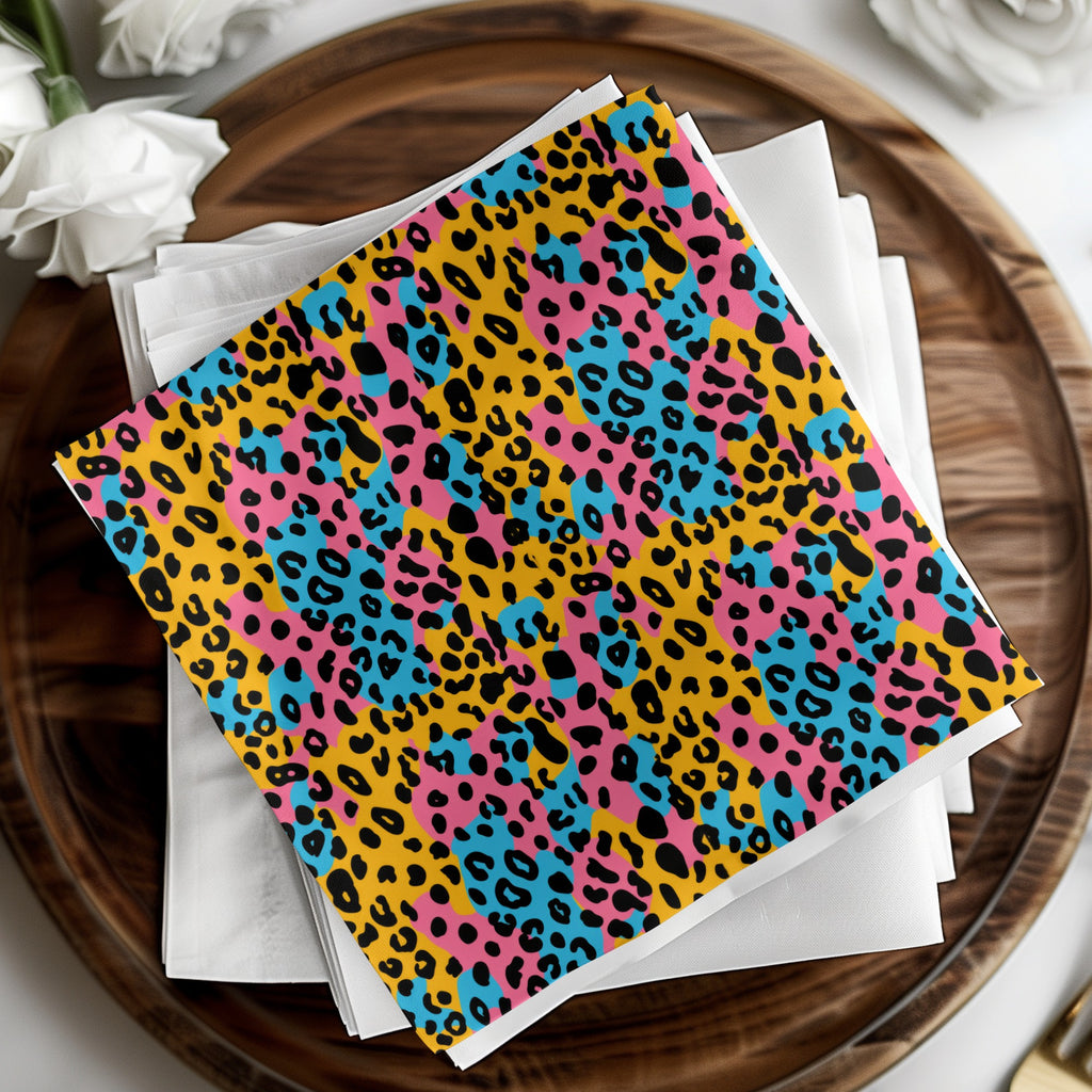 Bright Multicolor Leopard Animal Print Napkin Set Product