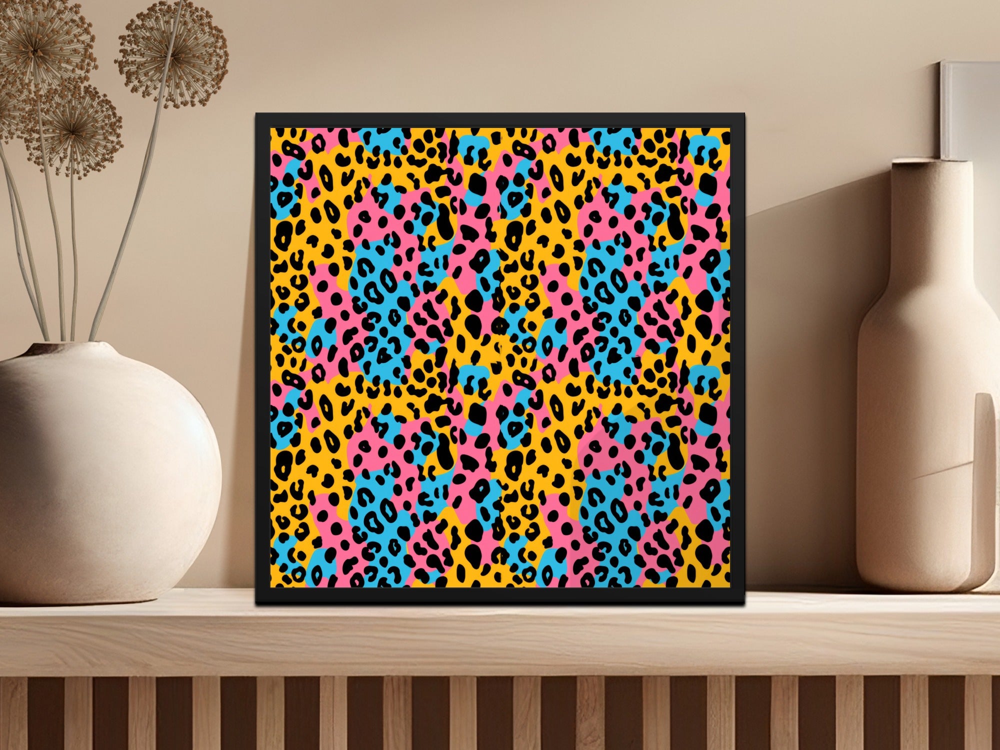 Vibrant Multicolored Leopard Print Wall Art Decor