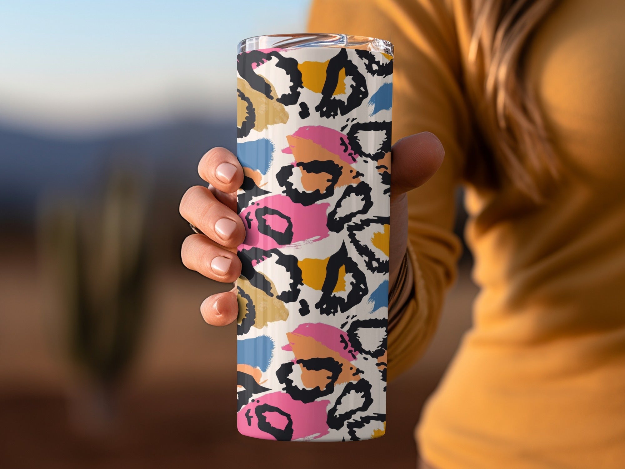 Vibrant Abstract Leopard Print Insulated Tumbler Cup