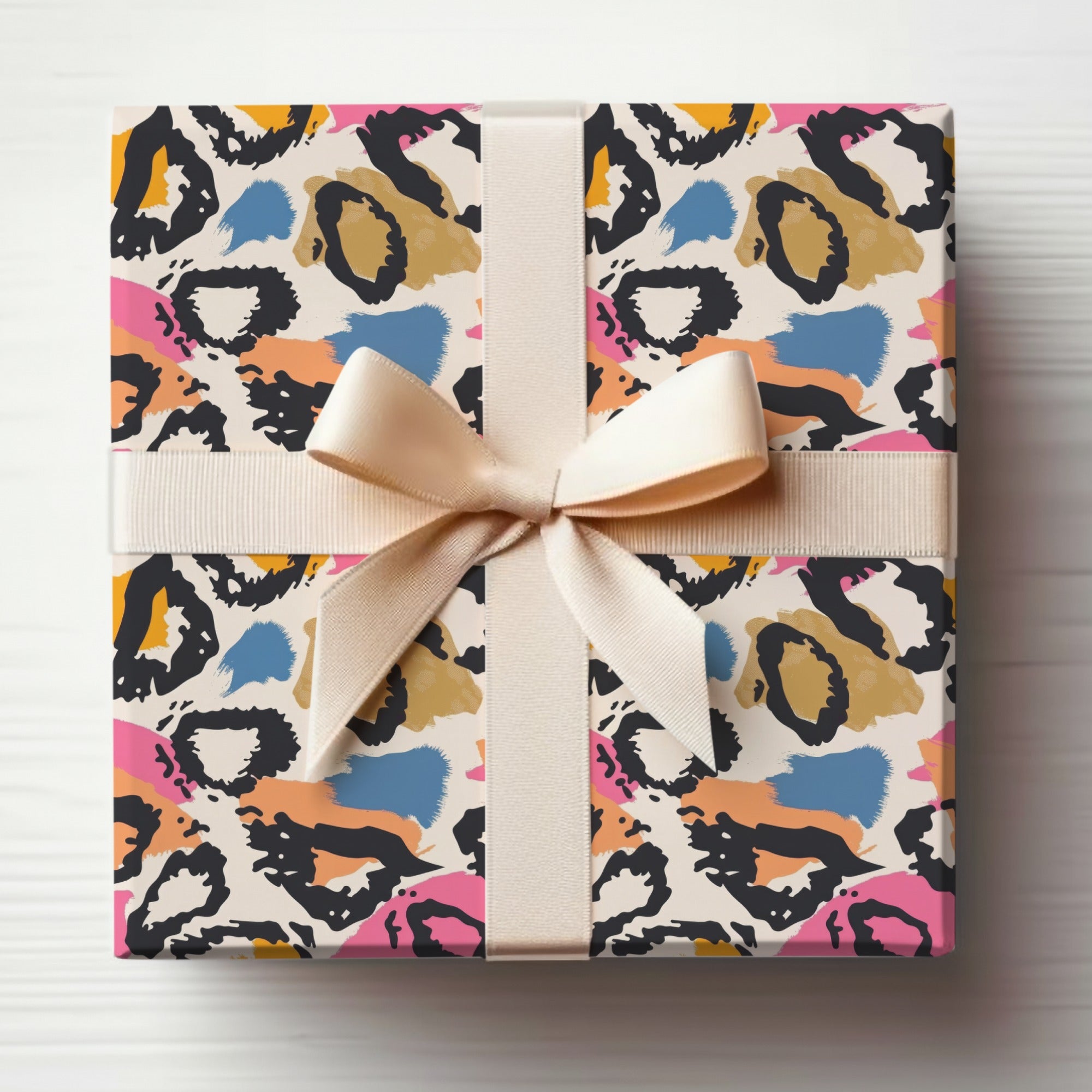 Colorful Abstract Patterned Gift Wrap with Ribbon