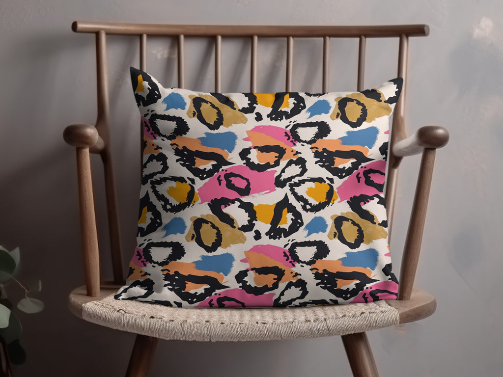 Vibrant Abstract Leopard Print Decorative Pillow Product