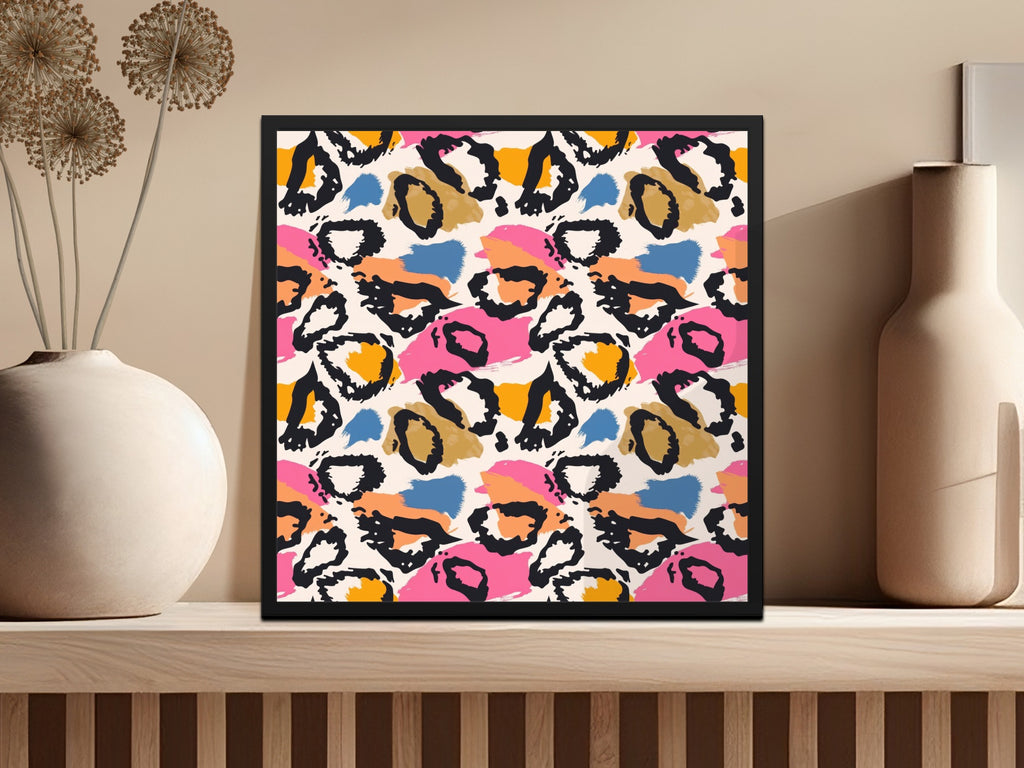 Vibrant Abstract Leopard Print Pattern Framed Art Decor
