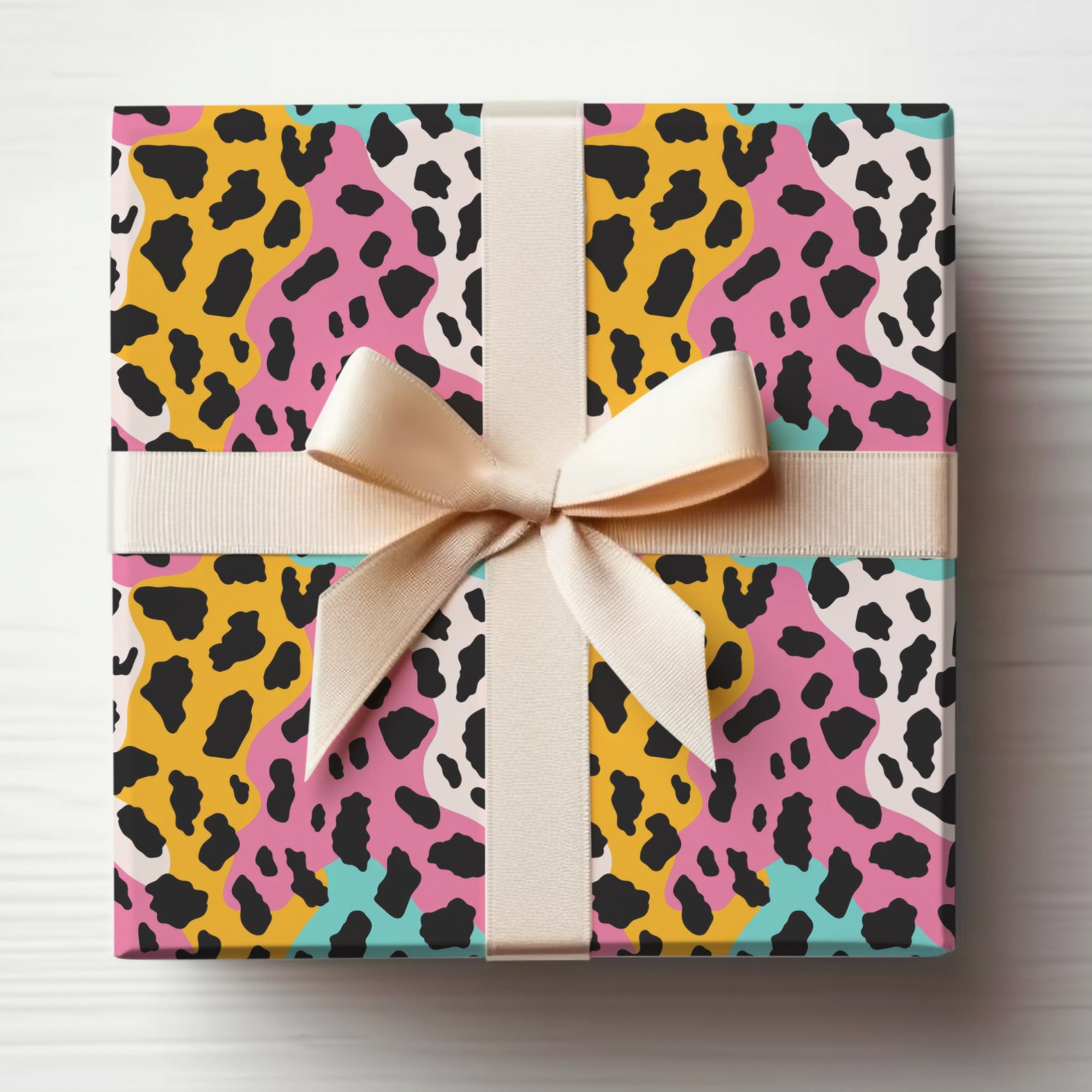Colorful Animal Print Gift Wrap Box for Festive Occasions