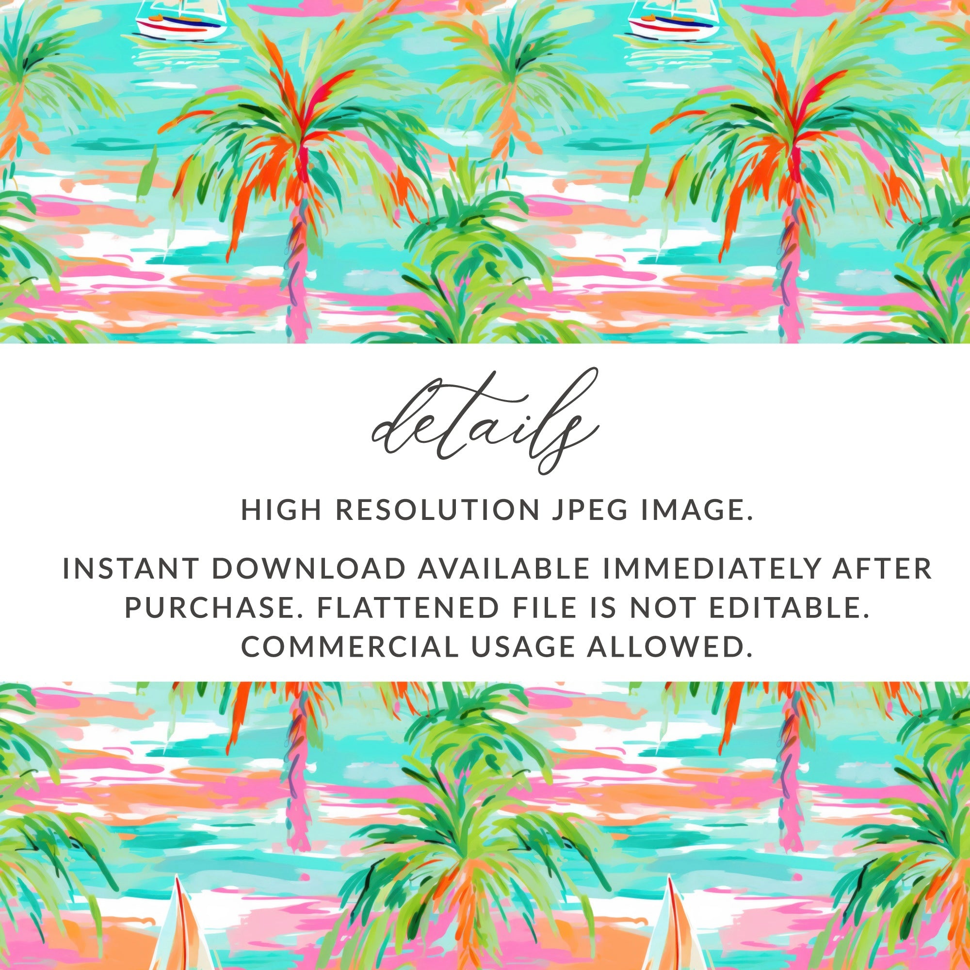 Vibrant Tropical Palm Tree Printable High Resolution JPEG