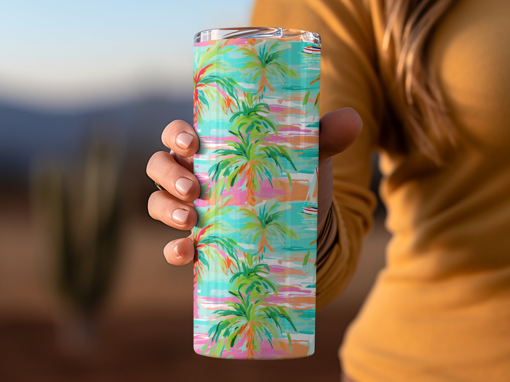 Colorful Tropical Palm Tree Pattern Insulated Tumbler