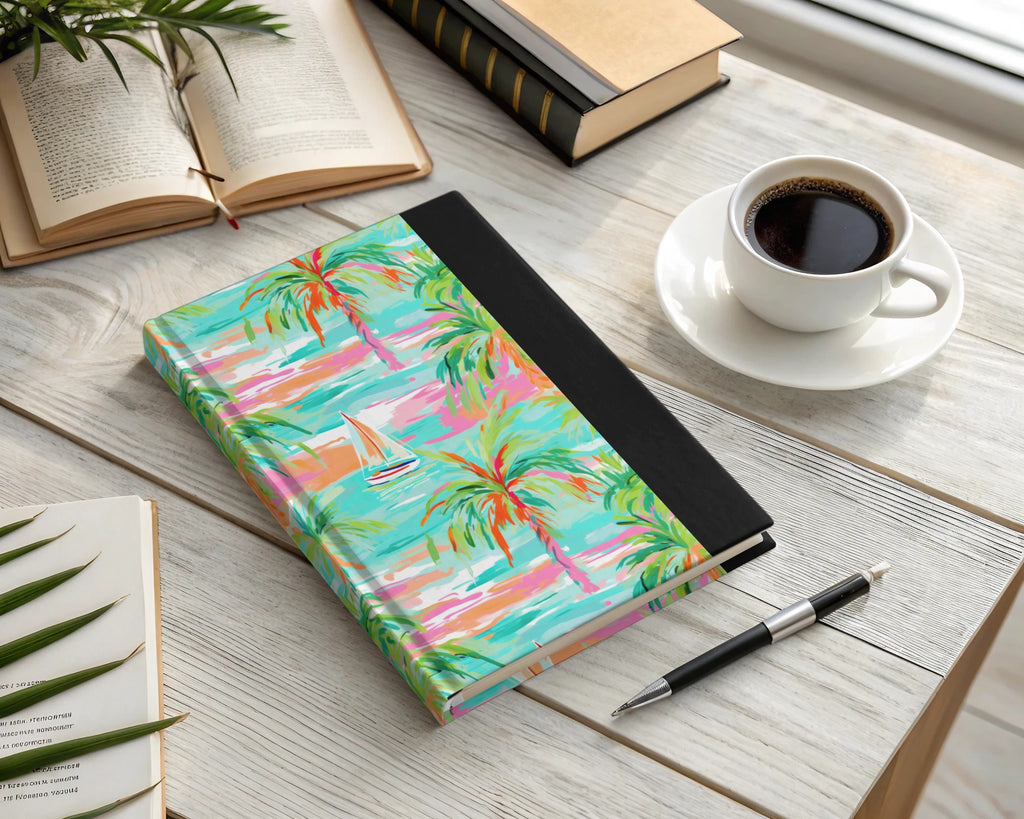 Tropical Palm Tree and Sailboat Design Notebook