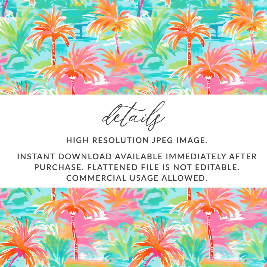 Vibrant Tropical Palm Trees Digital Download Image