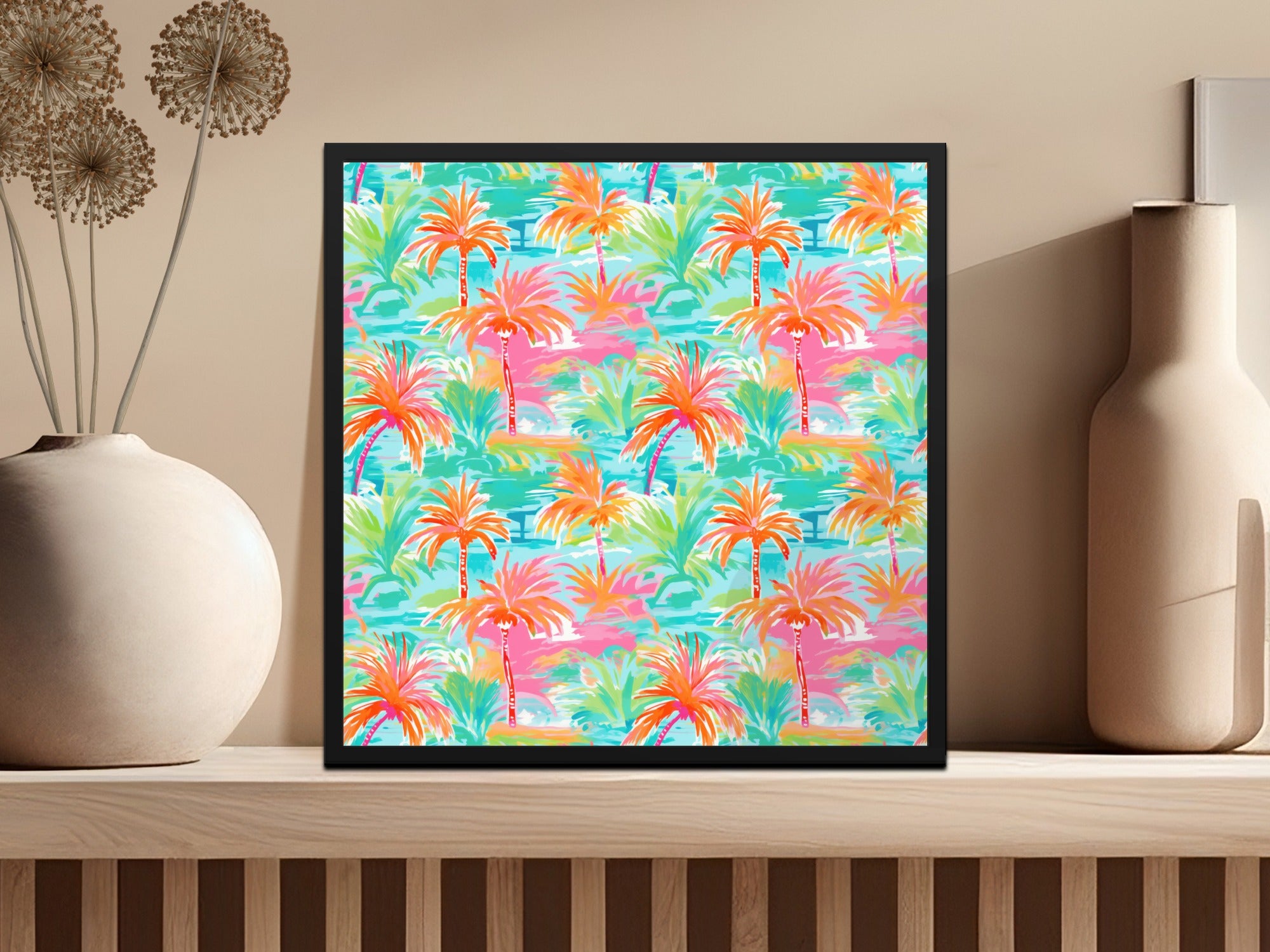 Vibrant Tropical Palm Trees Art Decor Print for Homes