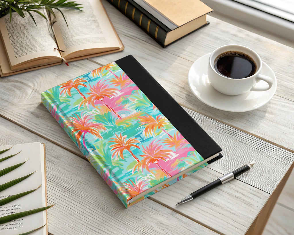 Tropical Palm Trees Themed Colorful Hardcover Notebook