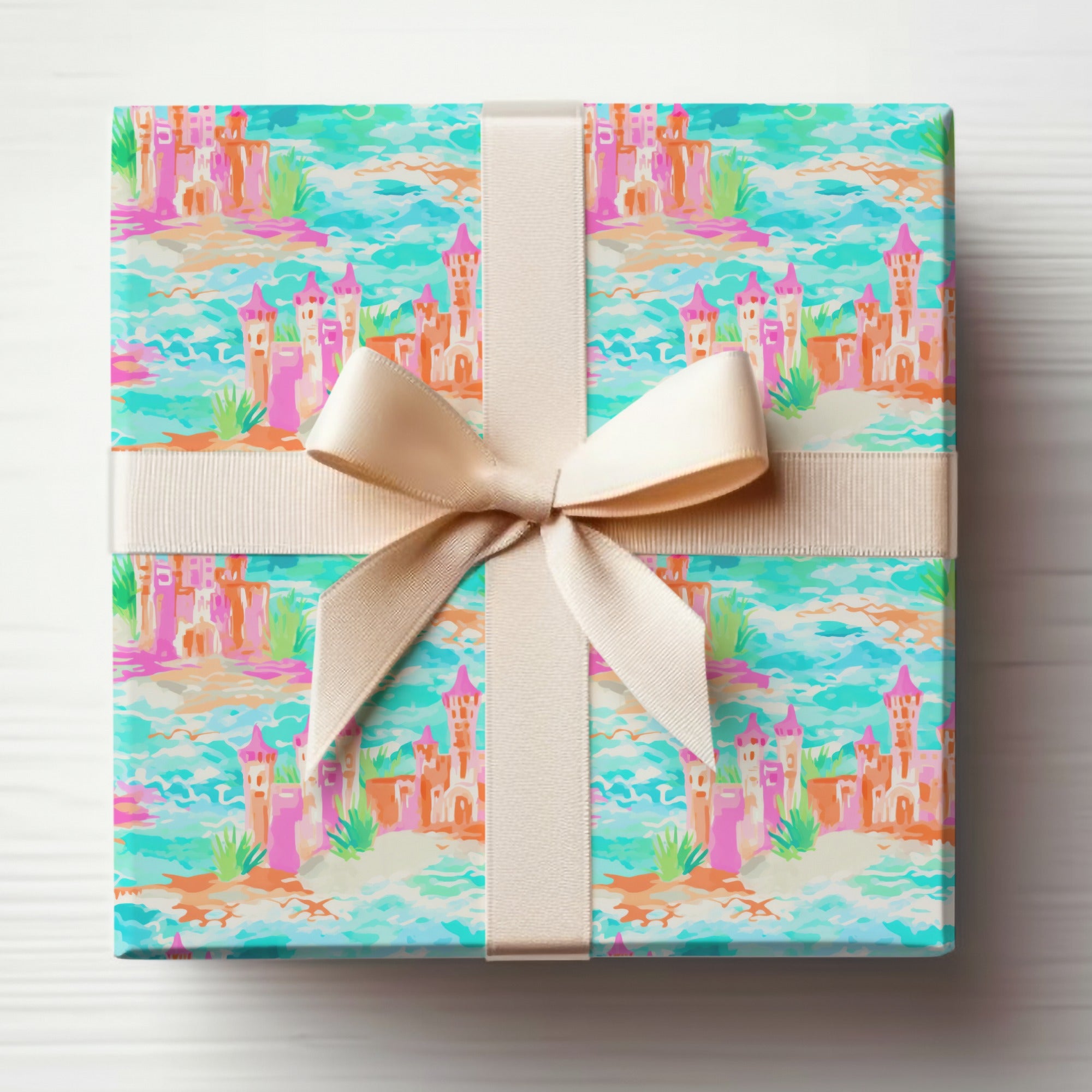 Vibrant Castle Theme Gift Wrap Ideal for All Occasions