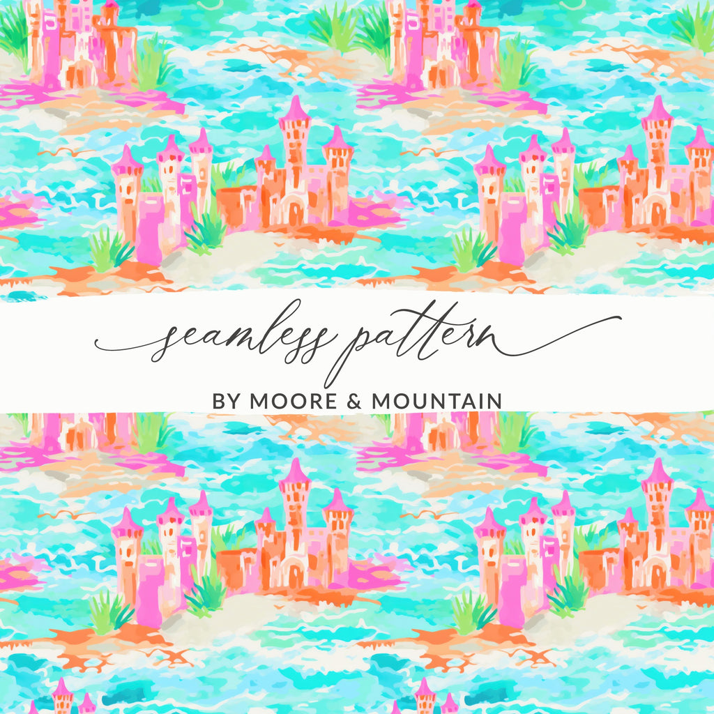 Colorful Castle Seamless Pattern Design for Crafts