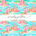 Colorful Castle Seamless Pattern Design for Crafts