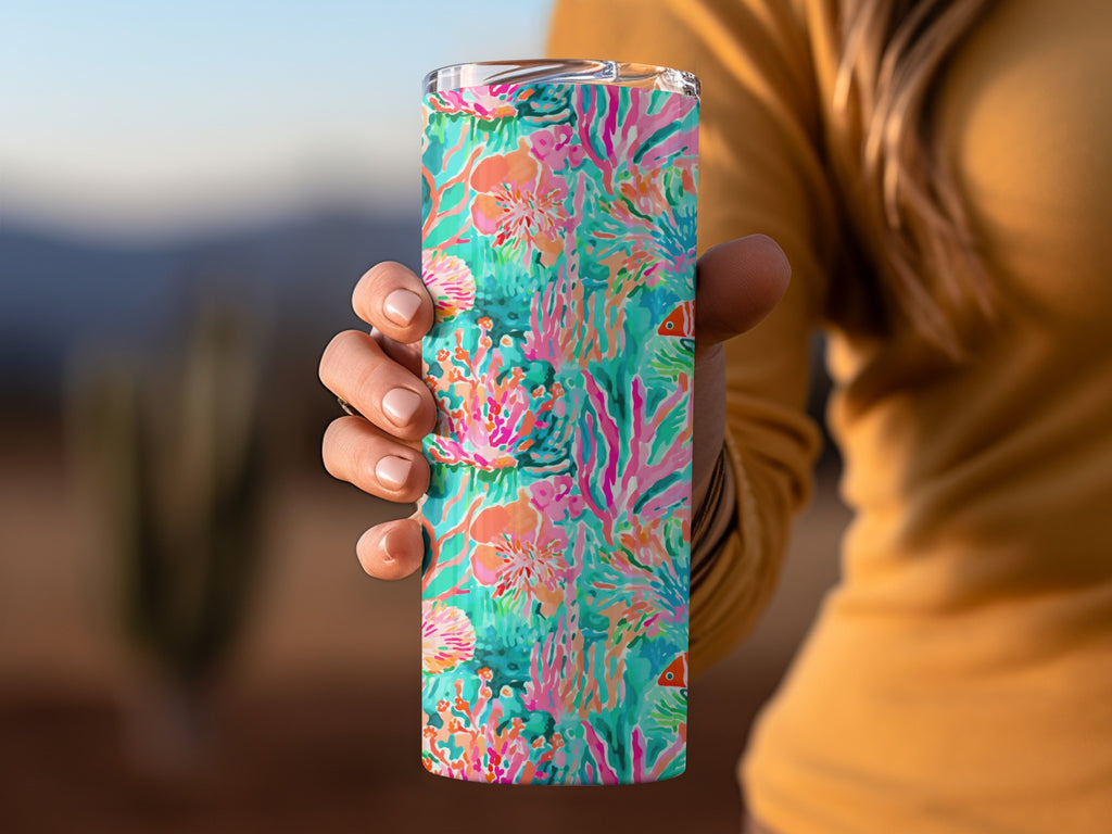 Colorful Floral Underwater Design Tumbler