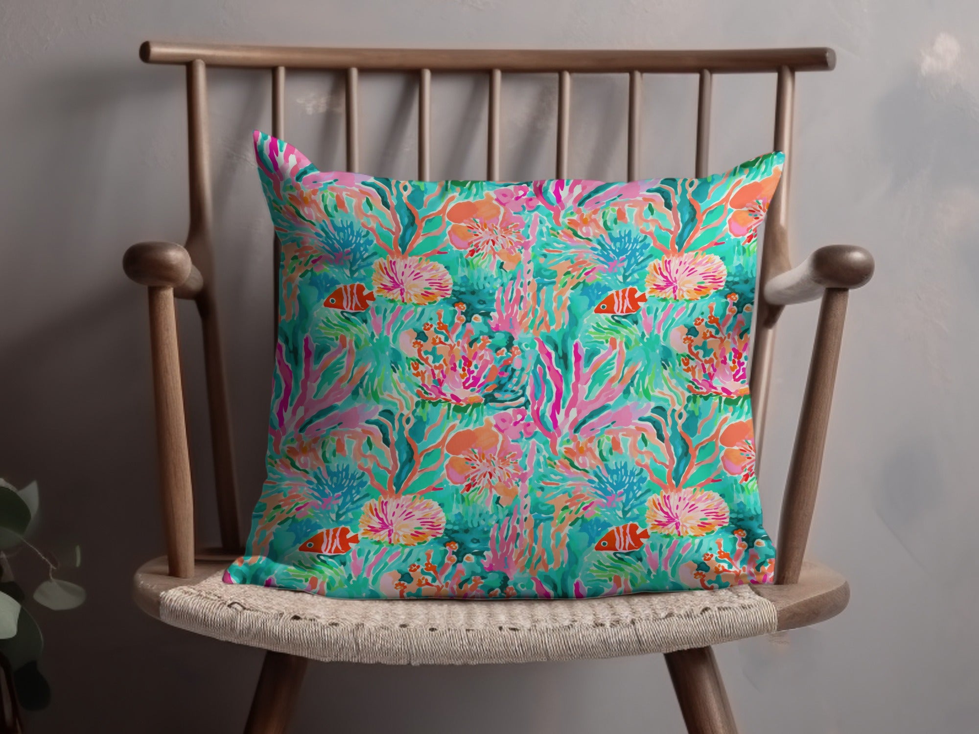 Colorful Underwater Coral Reef Pattern Pillow product