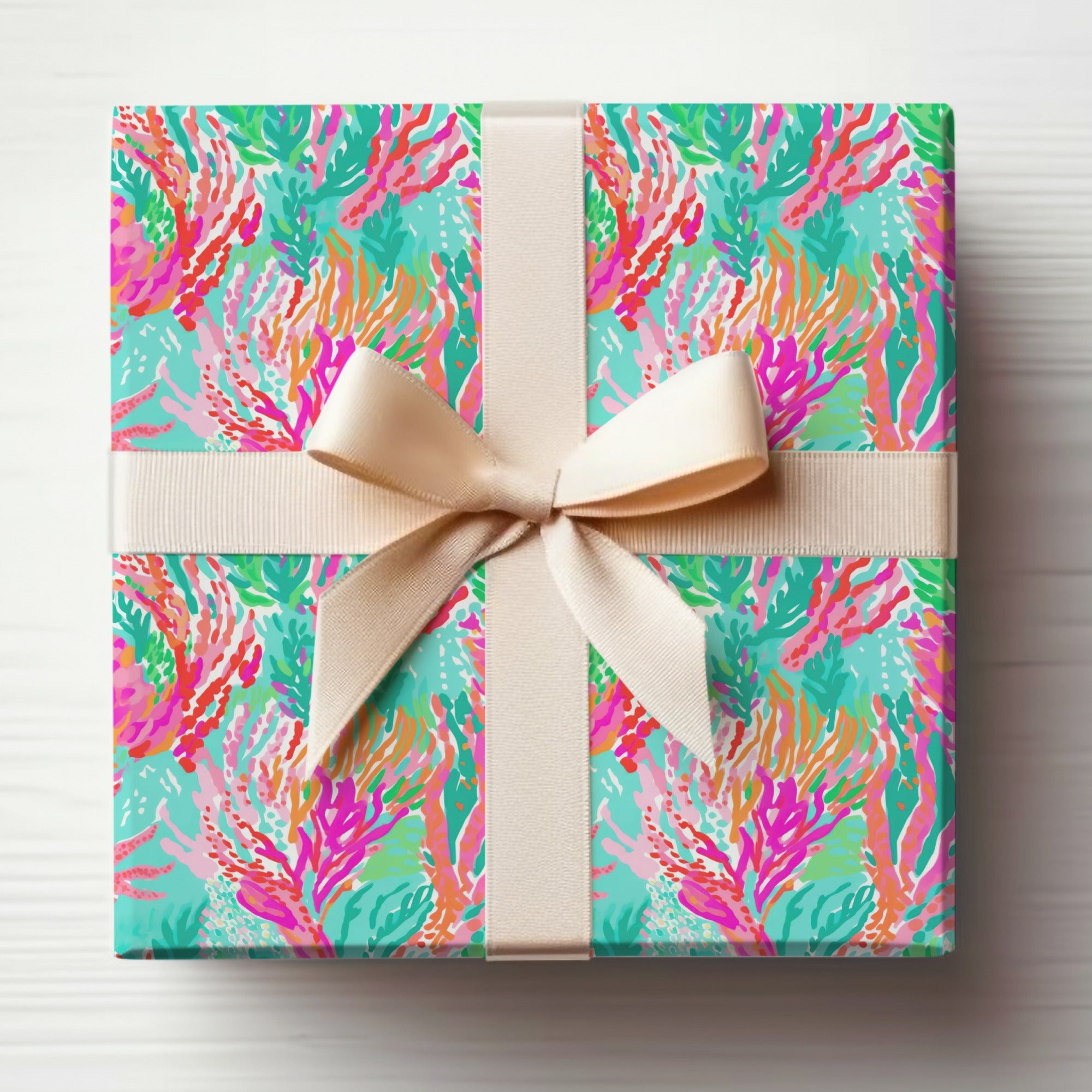 Vibrant Coral Reef Pattern Gift Wrap Present Box