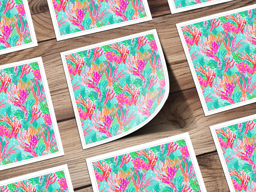 Vibrant Coral Reef Abstract Art Print for Decoration
