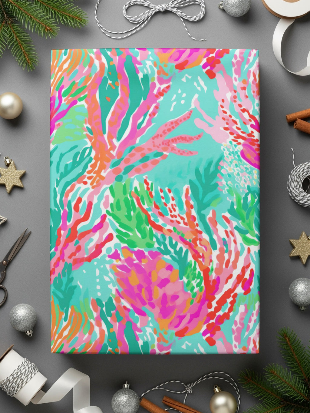 Colorful Abstract Coral Reef Art Inspired Gift Wrapping Paper