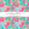 Vibrant Underwater Coral Reef Seamless Pattern Design