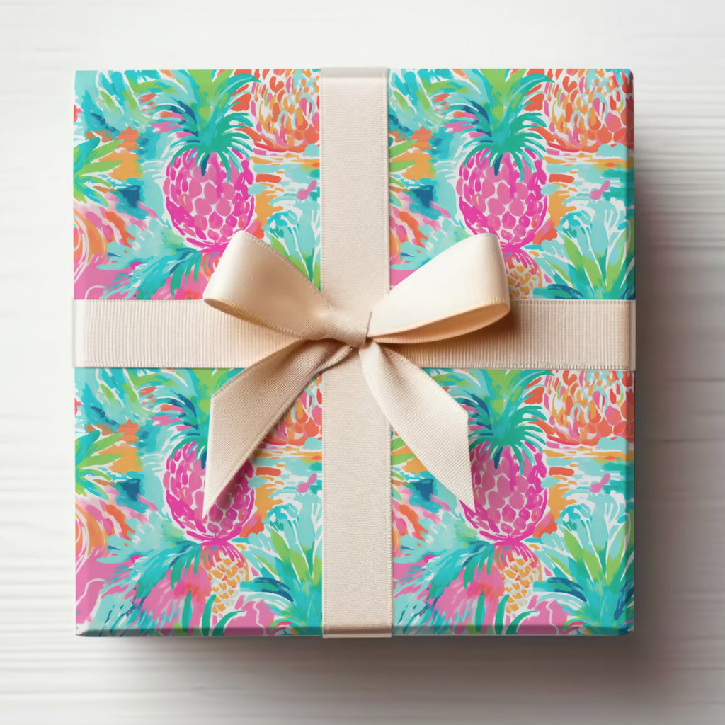 Vibrant Pink Pineapple Pattern Gift Wrap Paper