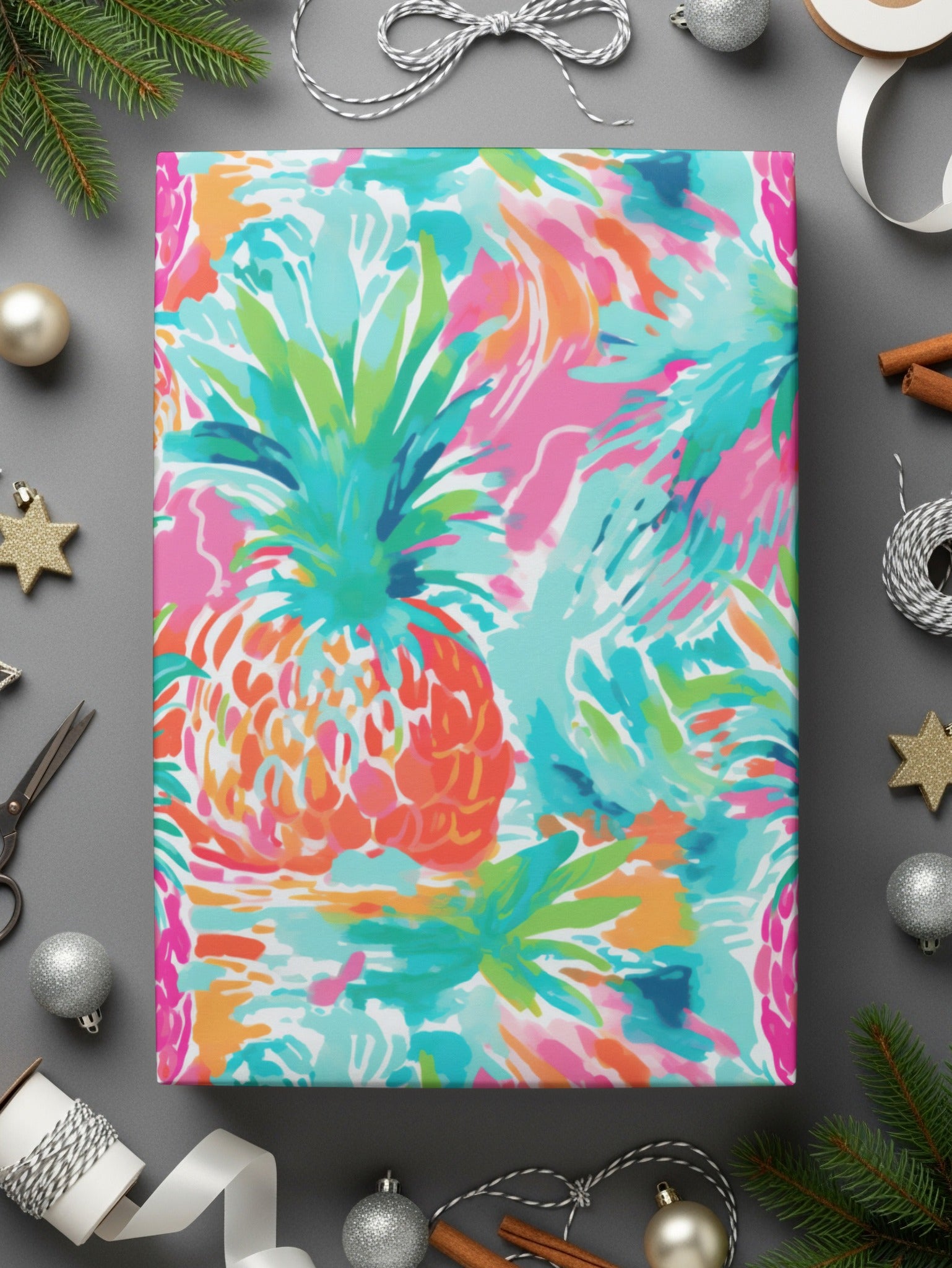 Colorful Pineapple Art Print Wrapping Paper Roll