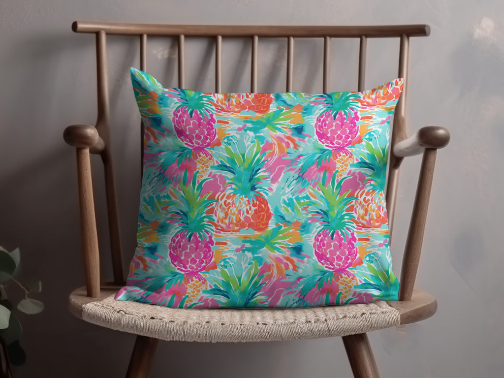 Colorful Pineapple Print Tropical Cushion Pillow