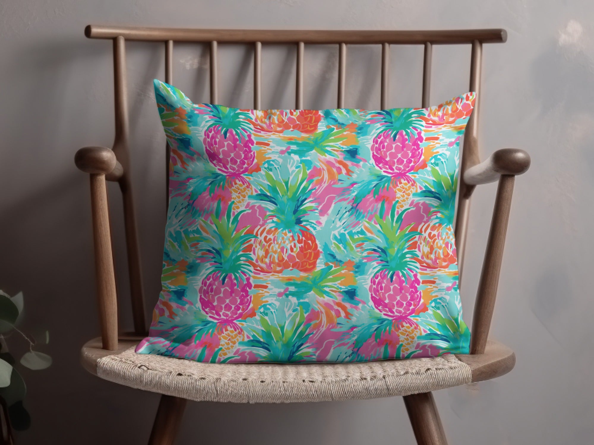 Colorful Pineapple Print Tropical Cushion Pillow