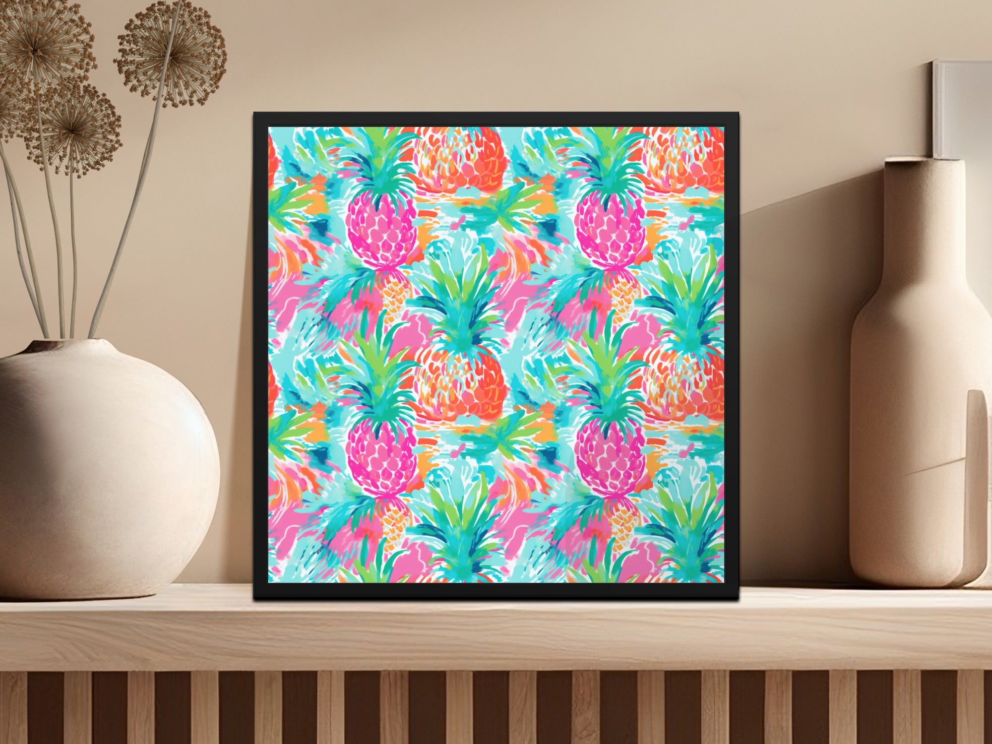 Colorful Pineapple Tropical Vibes Wall Print Decor