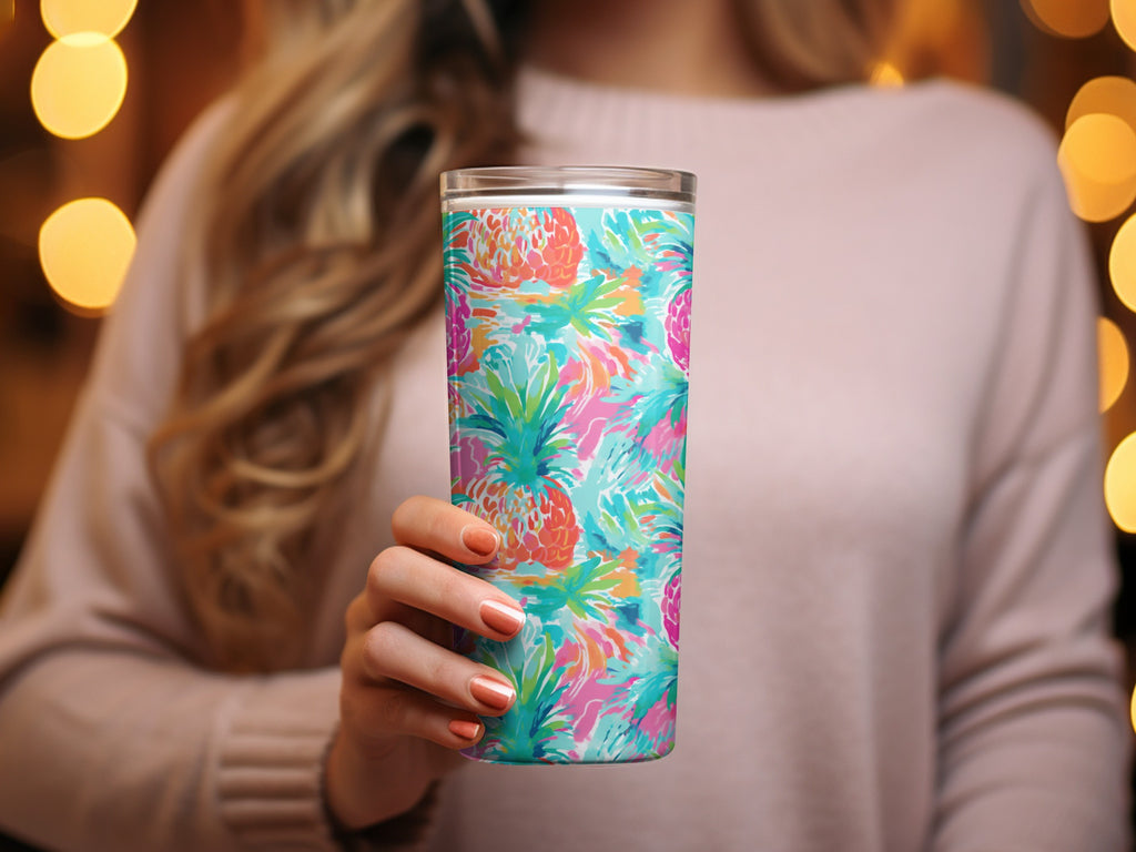 Colorful Tropical Pineapple Design Insulated Tumbler product