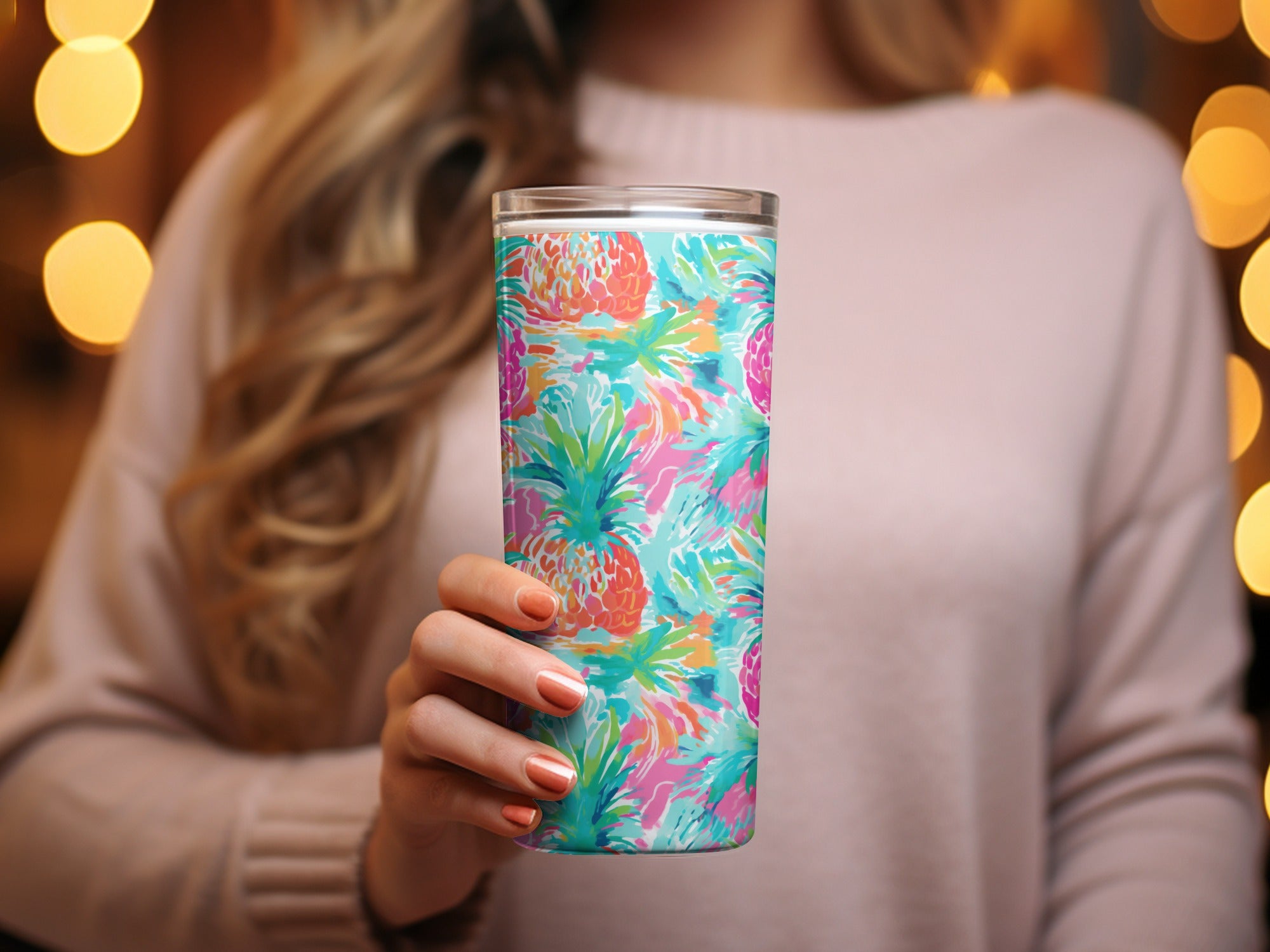 Colorful Tropical Pineapple Design Insulated Tumbler product