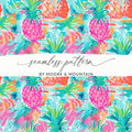 Colorful Tropical Pineapple Seamless Pattern Design