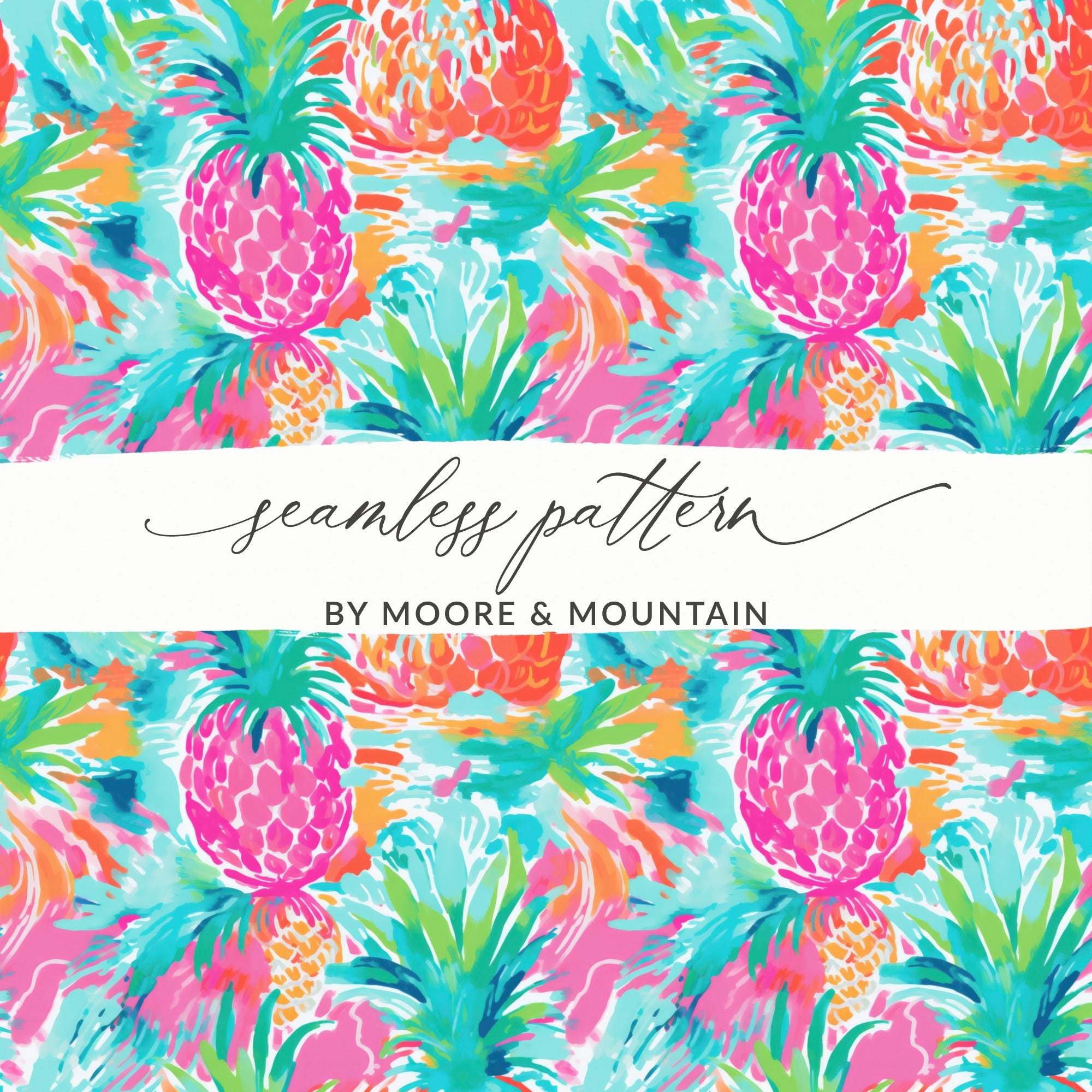 Colorful Tropical Pineapple Seamless Pattern Design