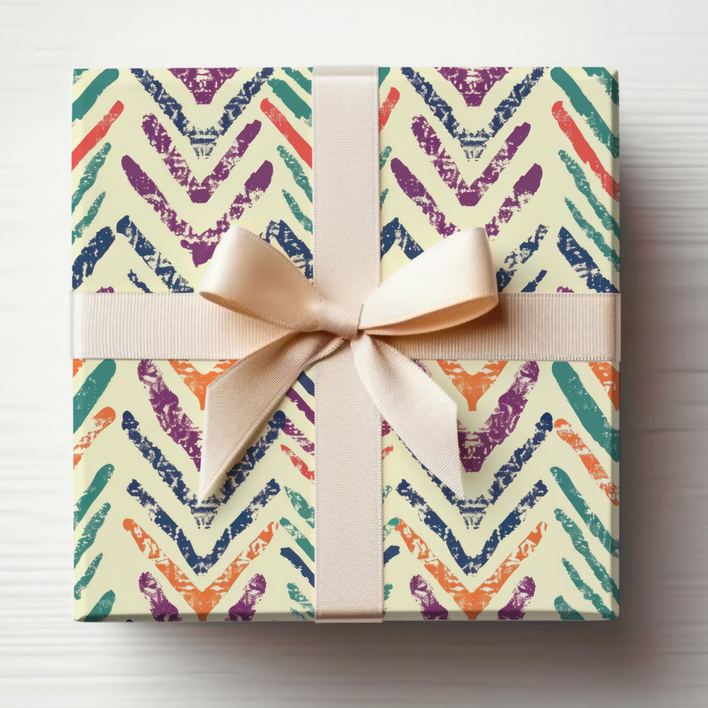 Colorful Chevron Pattern Wrapped Gift Box