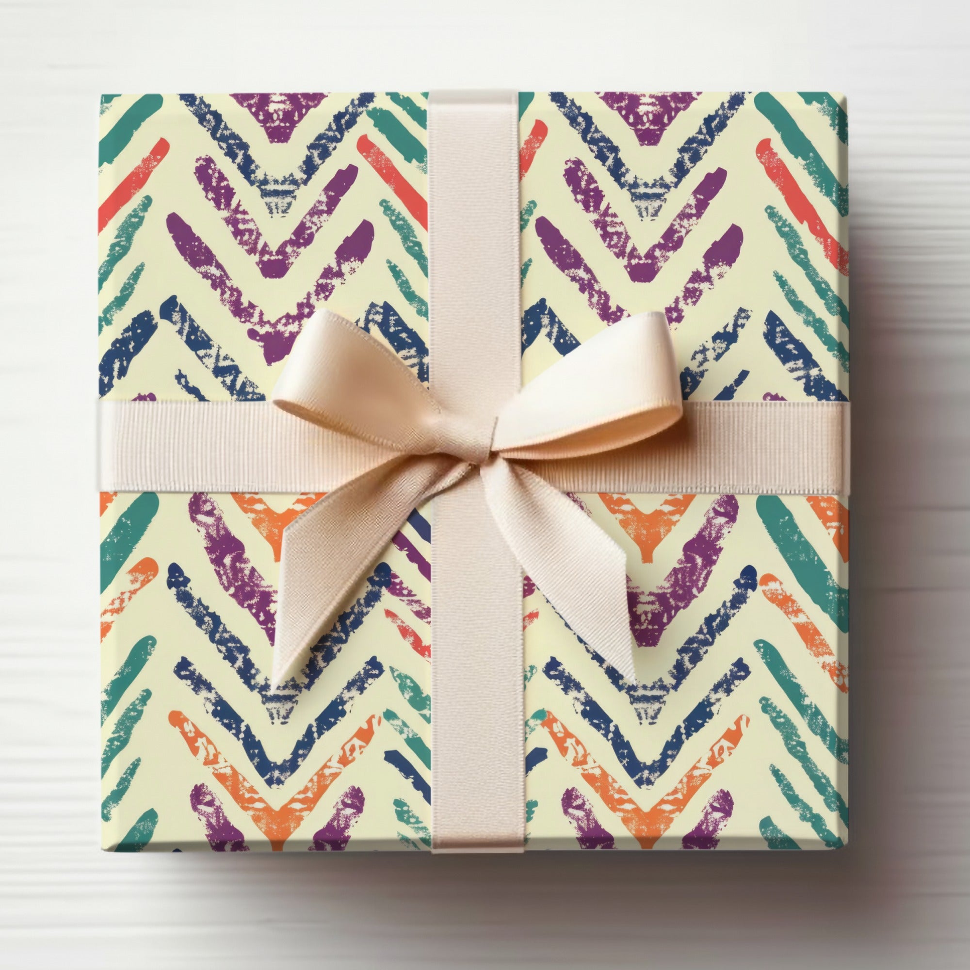 Colorful Chevron Pattern Wrapped Gift Box