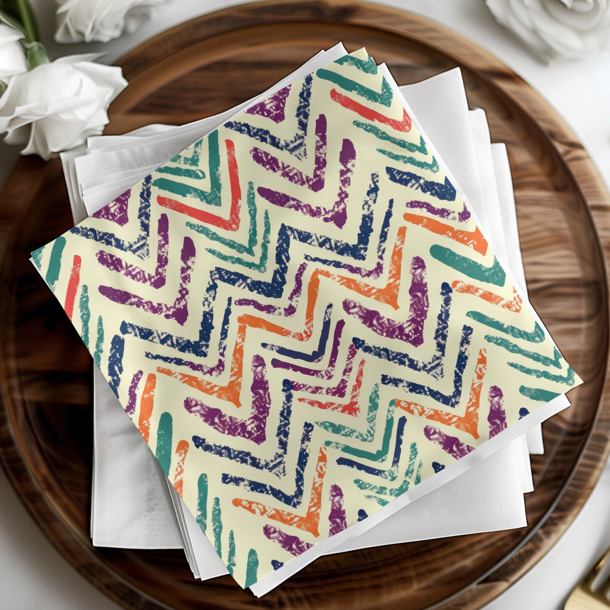 Colorful Chevron Patterned Decorative Napkin Set