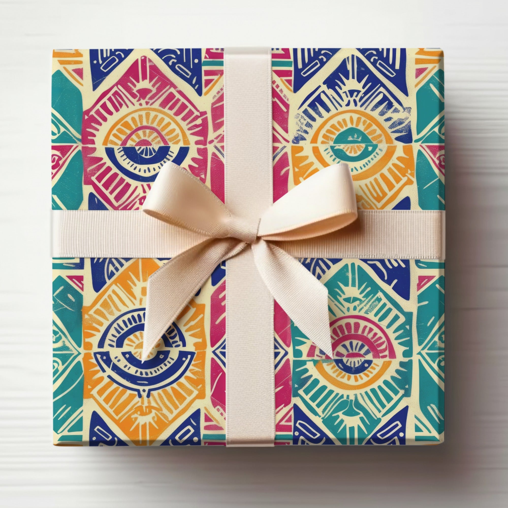 Vibrant Eye Themed Gift Box with Bow Design